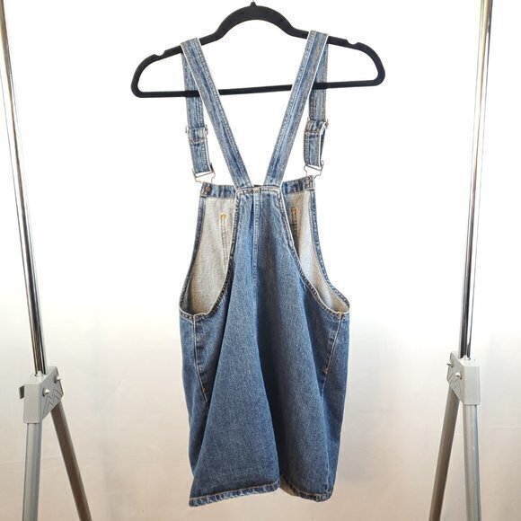 Forever 21 Rigid Denim Overall Dress / Pinafore w/Front Pocket L 100% Cotton - Picture 2 of 14
